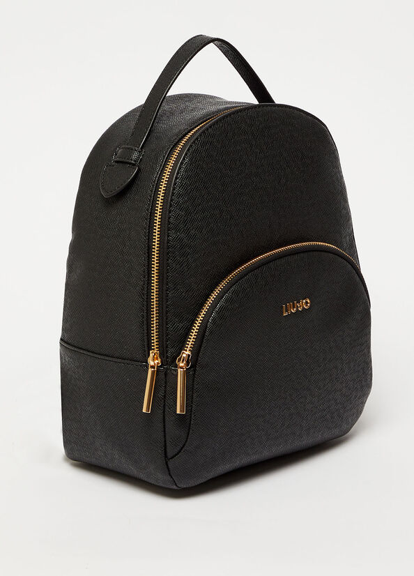 Black Women's Liu Jo Rucksack With Logo Backpacks | KUN-052137