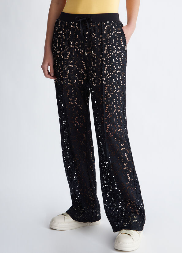 Black Women\'s Liu Jo San Gallo Lace Pants | FAN-569830