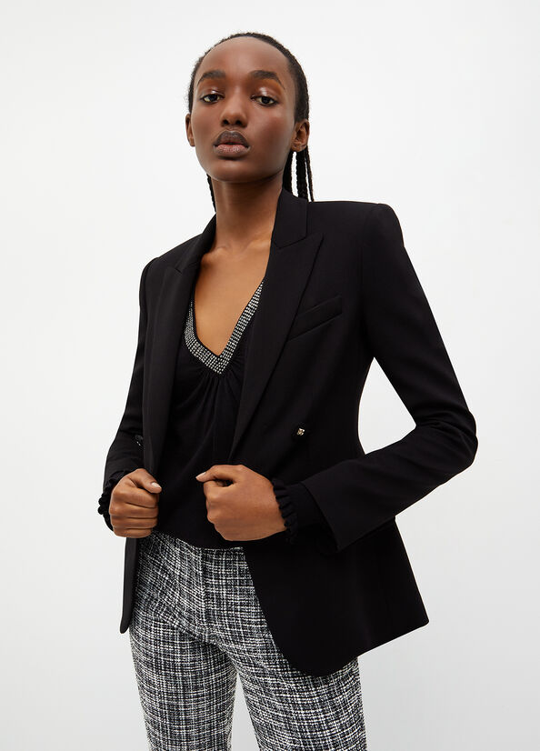 Black Women\'s Liu Jo Stretch Blazer Jackets | JIQ-509213