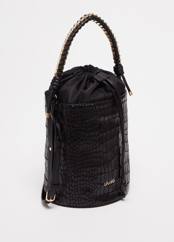 Black Women's Liu Jo With Crocodile Print Bucket Bags | BZT-291035