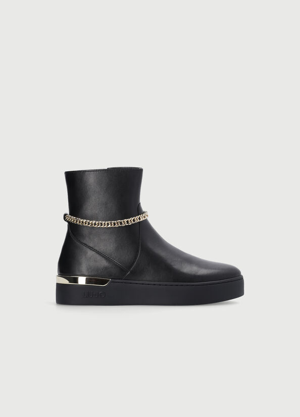 Black Women's Liu Jo With Jewel Chain Ankle Boots | NOK-839407