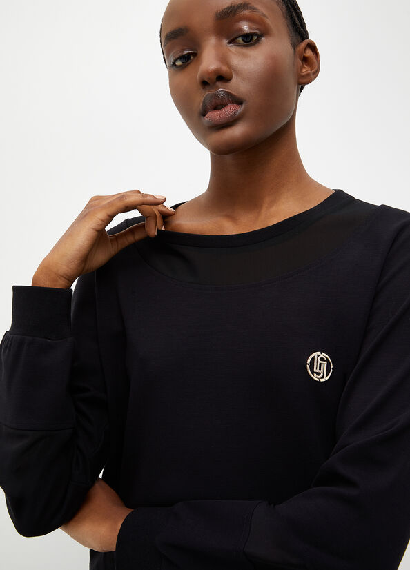 Black Women's Liu Jo With Tulle Details Sweatshirts | EQU-398657