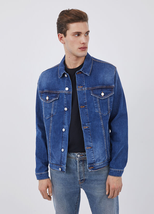 Blue Men\'s Liu Jo Denim Jackets | DNE-731685