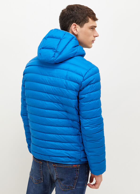 Blue Men's Liu Jo Padded With Hood Jackets | BRN-053189