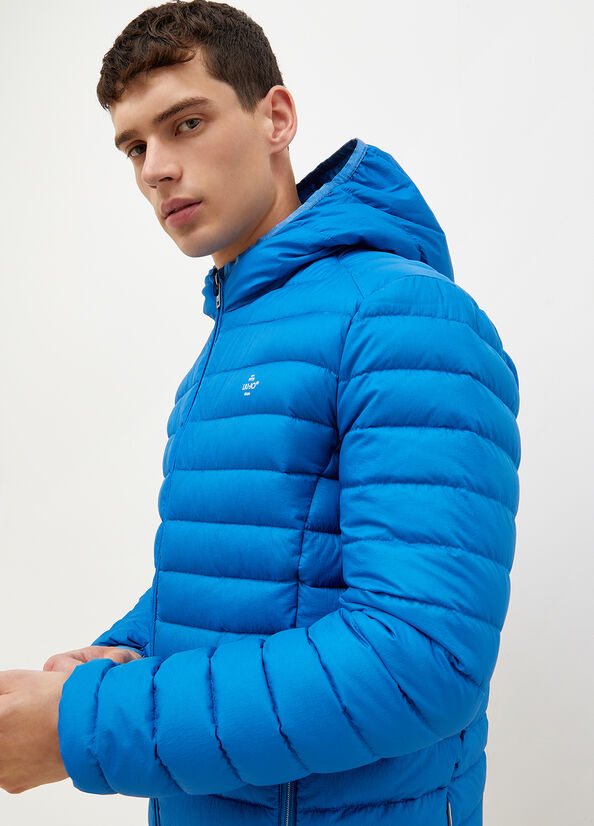 Blue Men's Liu Jo Padded With Hood Jackets | BRN-053189