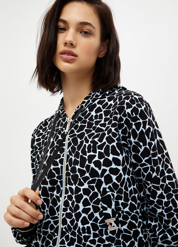 Blue Women's Liu Jo Animal-Print With Zip Sweatshirts | RWU-503261