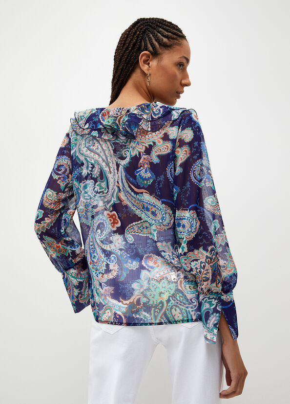 Blue Women's Liu Jo Blouse With Paisley Print Shirts | YSL-098462