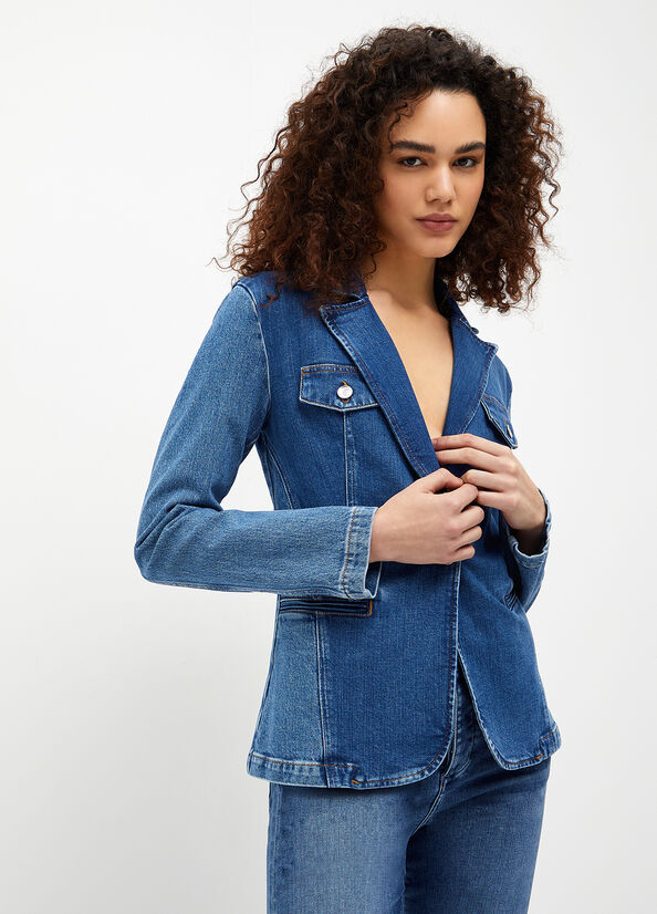 Blue Women\'s Liu Jo Denim Blazer Jackets | WJY-741856