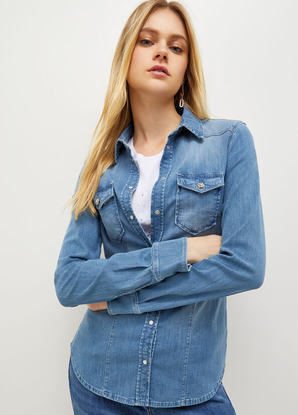 Blue Women\'s Liu Jo Denim Shirts | PAT-129370