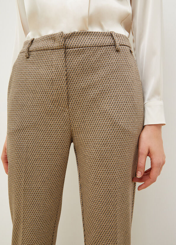 Brown / Black Women's Liu Jo Jacquard Cigarette Pants | HTC-852306