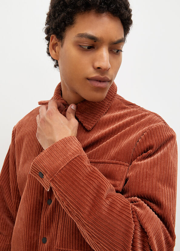 Brown Men's Liu Jo Over In Velvet Shirts | WVP-825390