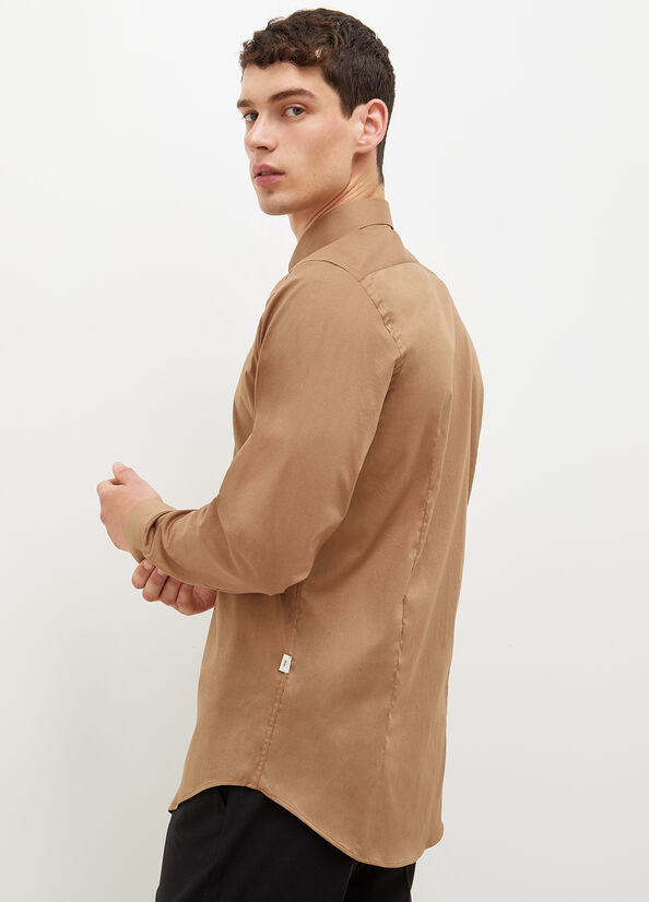 Brown Men's Liu Jo Slim-Fit Shirts | SKP-450286