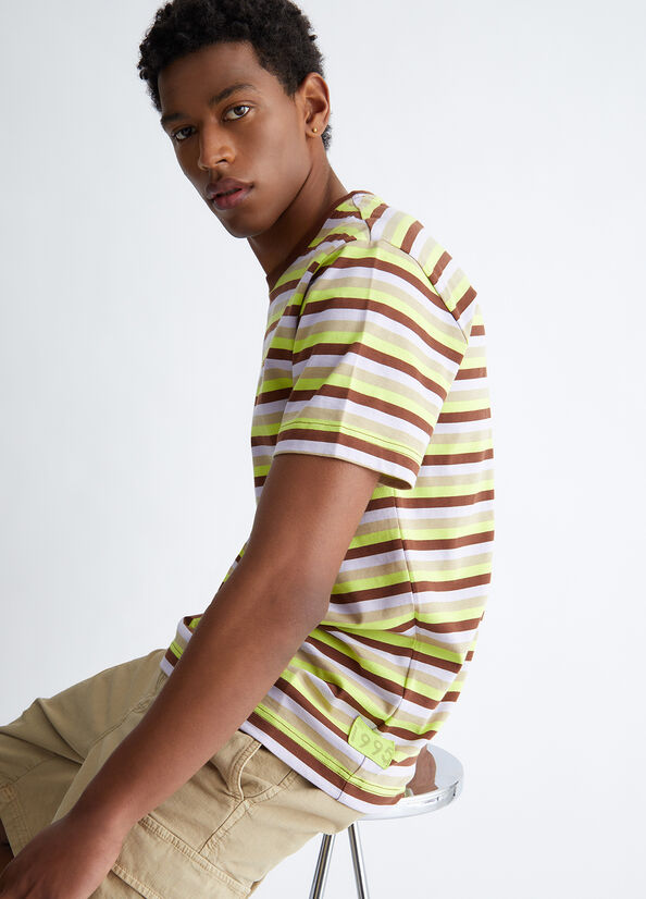 Brown Men's Liu Jo Striped T Shirts | LXJ-543720