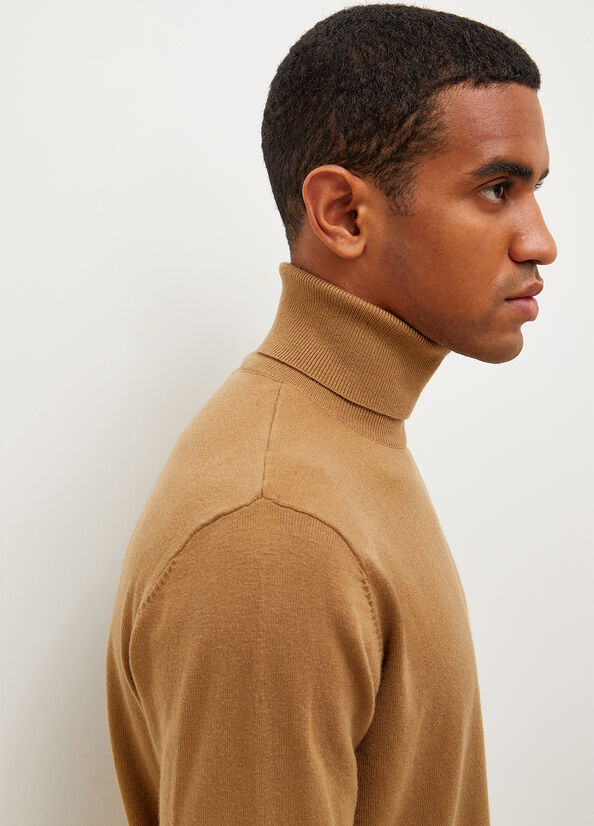 Brown Men's Liu Jo Turtleneck In Cotton Sweaters | BEV-276159