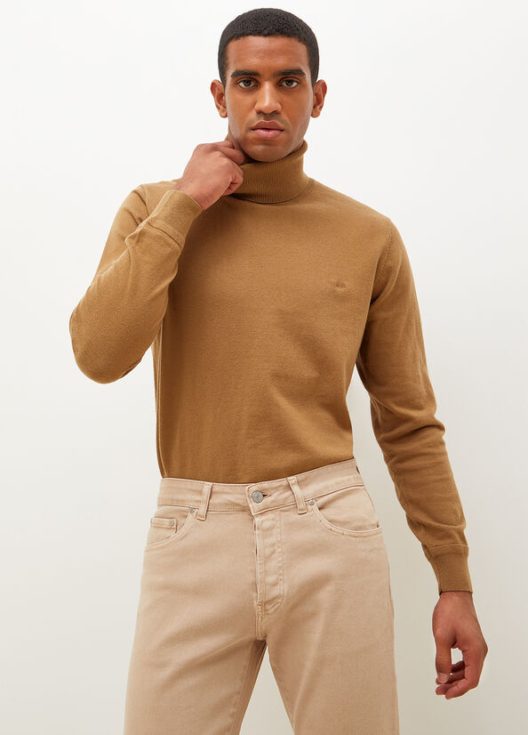 Brown Men\'s Liu Jo Turtleneck In Cotton Sweaters | BEV-276159