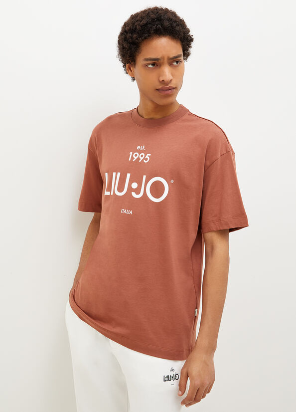 Brown Men\'s Liu Jo With Print T Shirts | HMV-801432