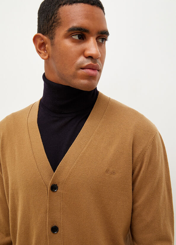 Brown Men's Liu Jo Wool Cardigan Sweaters | PJX-894137