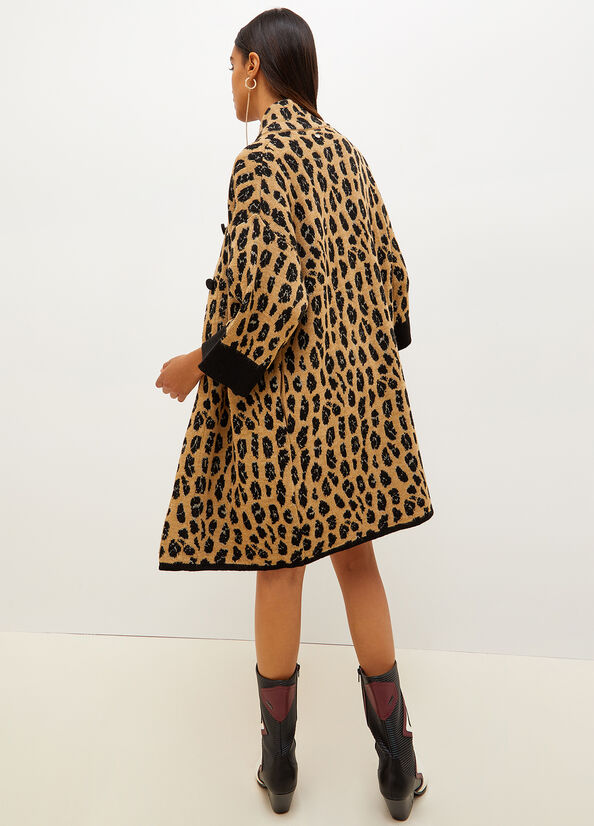 Brown Women's Liu Jo Animal-Print Knit Coats | QSU-859340