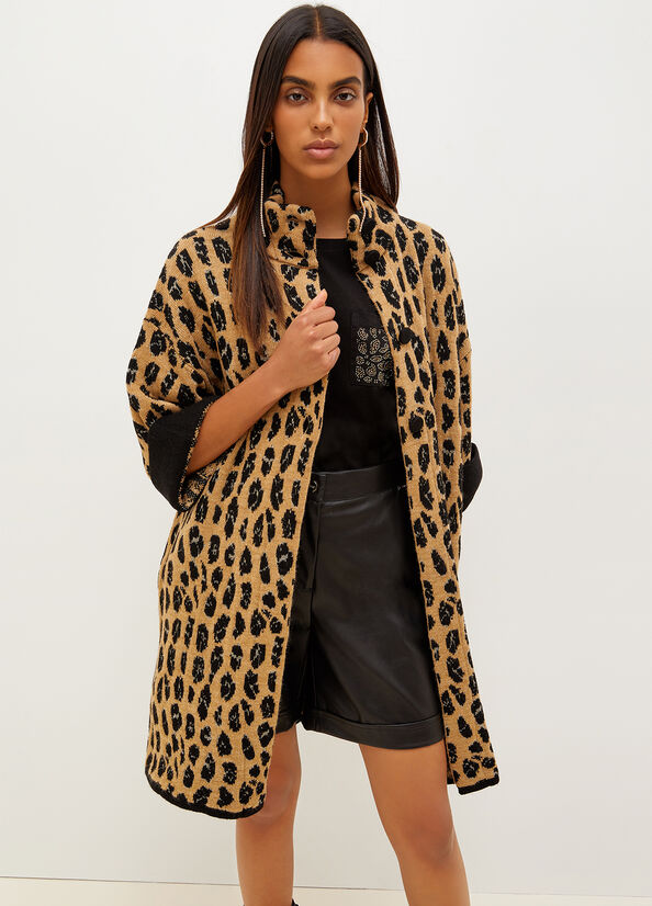 Brown Women\'s Liu Jo Animal-Print Knit Coats | QSU-859340