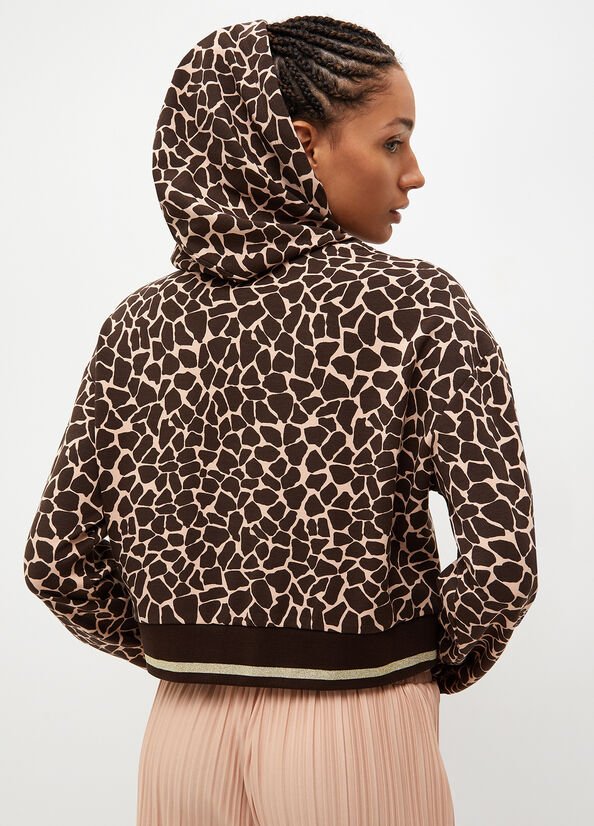 Brown Women's Liu Jo Animal-Print With Hood Sweatshirts | QLW-198625