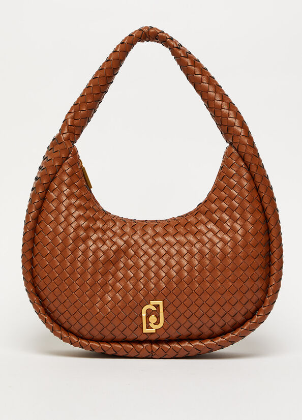 Brown Women's Liu Jo Braided With Logo Shoulder Bags | BRM-894720