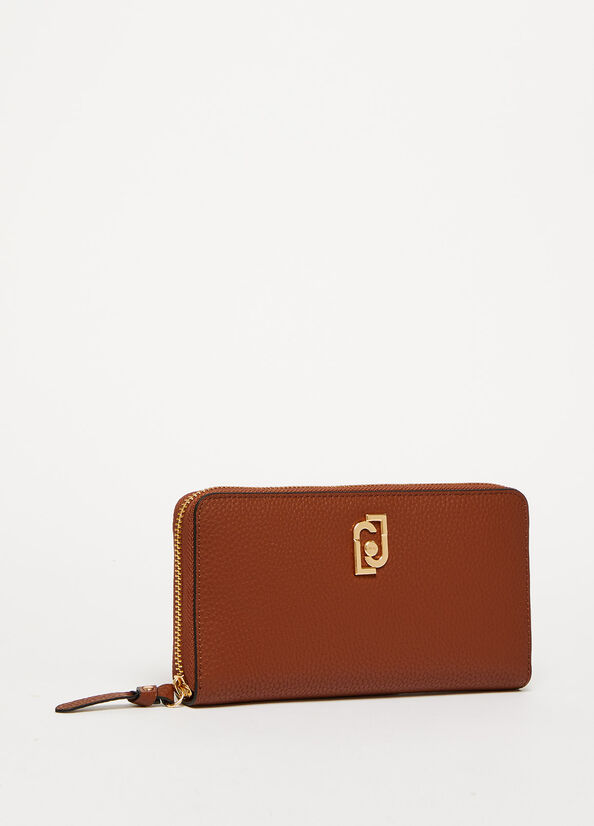 Brown Women's Liu Jo Eco-Friendly Zip-Around Wallets | VFI-650387