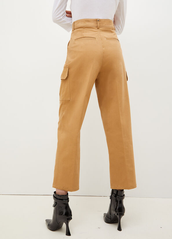 Brown Women's Liu Jo Gabardine Cargo Pants | PDT-876345