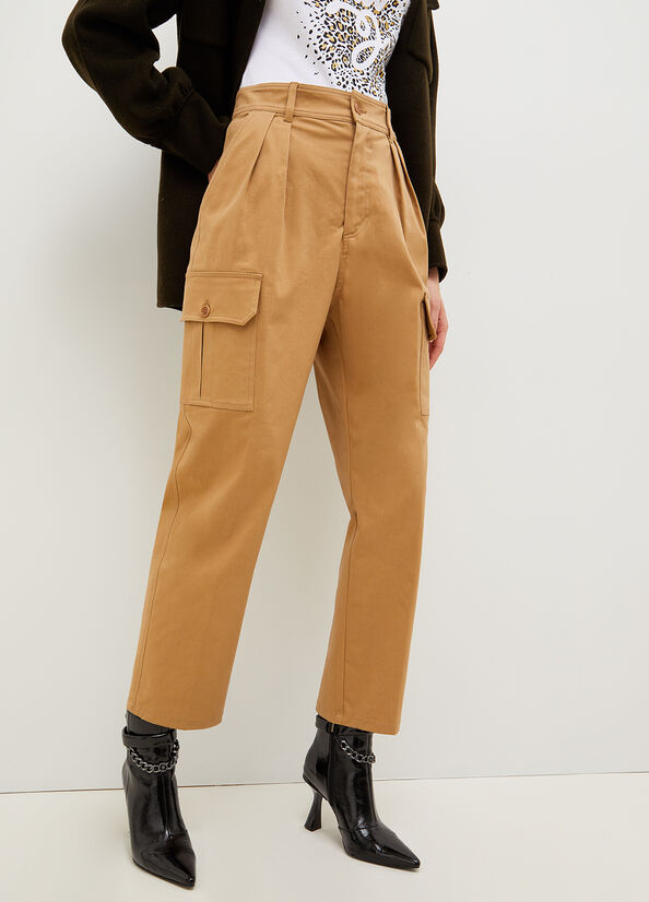 Brown Women\'s Liu Jo Gabardine Cargo Pants | PDT-876345