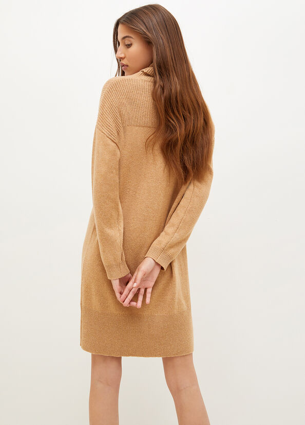 Brown Women's Liu Jo Knit Turtleneck Dress | ZXP-965401