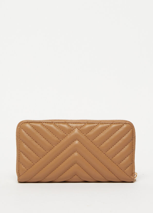 Brown Women's Liu Jo Large Eco-Friendly In Matelassé Wallets | YJG-350716