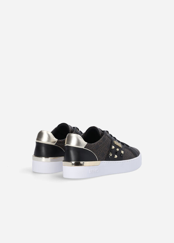 Brown Women's Liu Jo Monogram With Studs Sneakers | LPE-453679