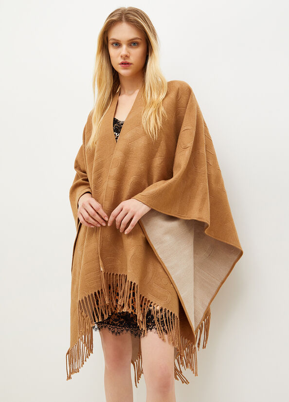 Brown Women\'s Liu Jo Poncho With Logo Coats | OPV-307214