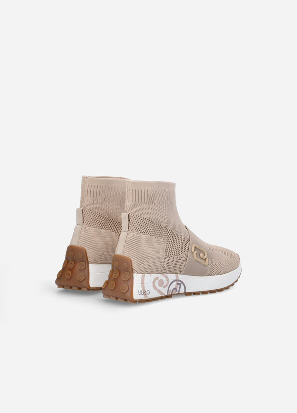 Brown Women's Liu Jo Sock With Logo Sneakers | PTZ-105768