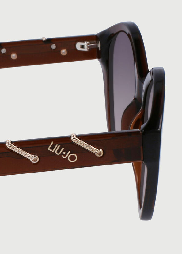 Brown Women's Liu Jo With Jewel Chains Sunglasses | KQL-970381