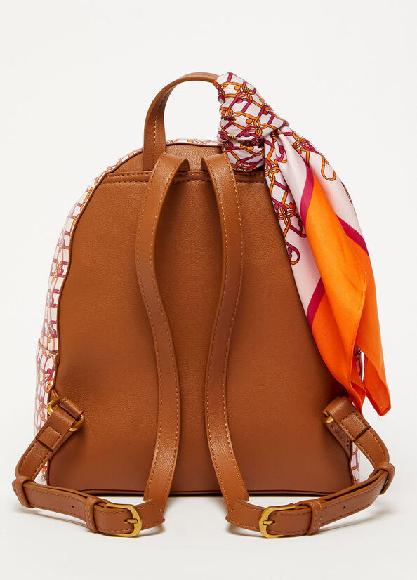 Brown Women's Liu Jo With Printed Logo And Scarf Backpacks | FPB-051263