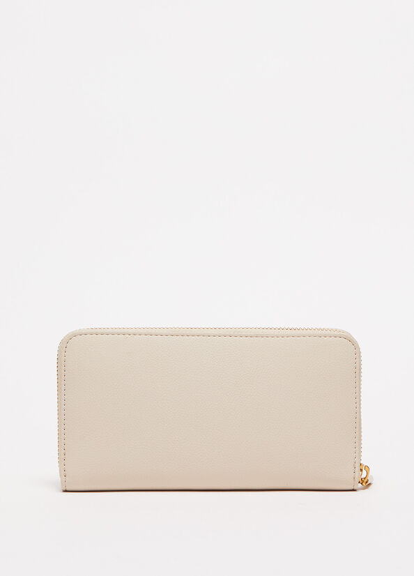 Cream Women's Liu Jo Zip Around With Logo Wallets | CNL-256741