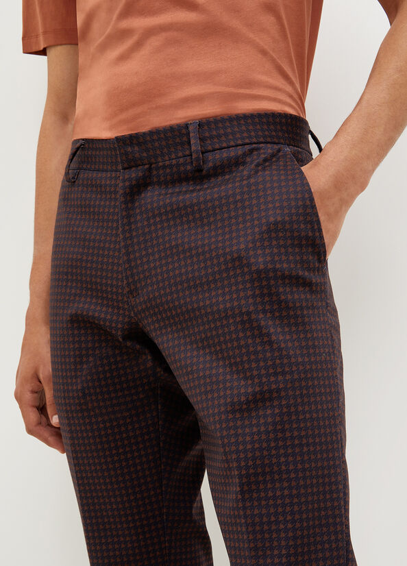 Dark Blue / Brown Men's Liu Jo Houndstooth Chinos Pants | MRY-917543