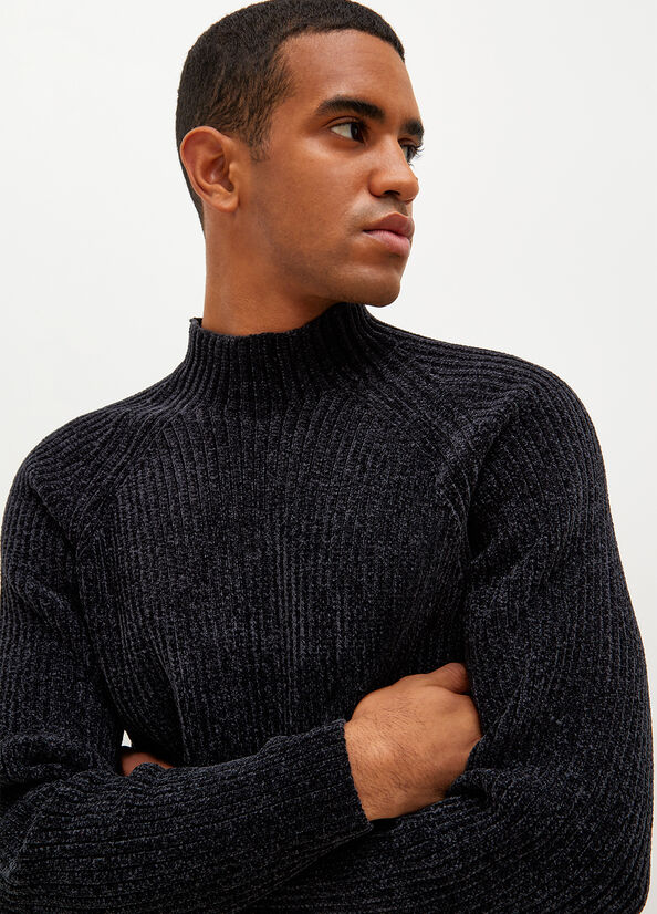 Dark Blue Men's Liu Jo Chenille Sweaters | CEF-359781