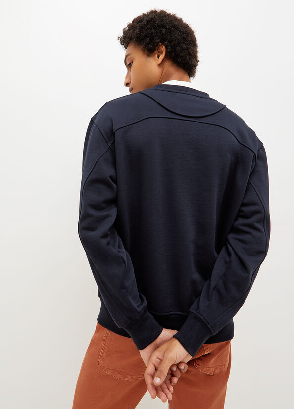 Dark Blue Men's Liu Jo Crew Neck Sweaters | PHN-831576