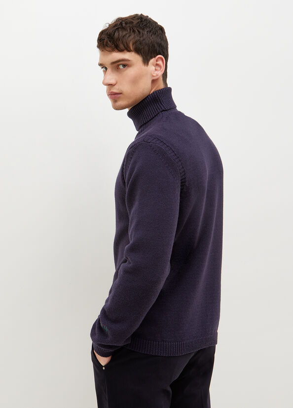 Dark Blue Men's Liu Jo Eco-Friendly Turtleneck Sweaters | MEF-197482