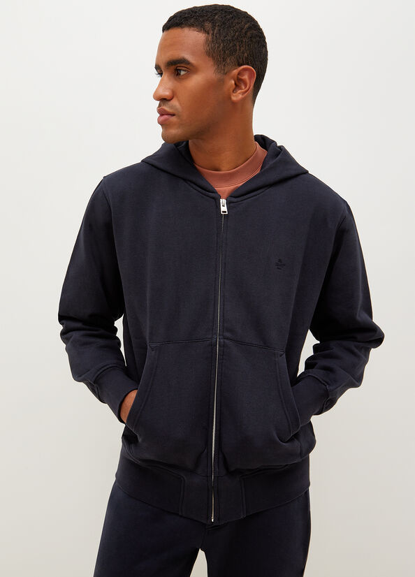 Dark Blue Men\'s Liu Jo Hooded With Zip Sweaters | UGB-284576