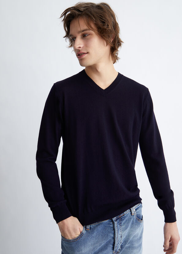 Dark Blue Men\'s Liu Jo In Pure Sweaters | AIJ-654810