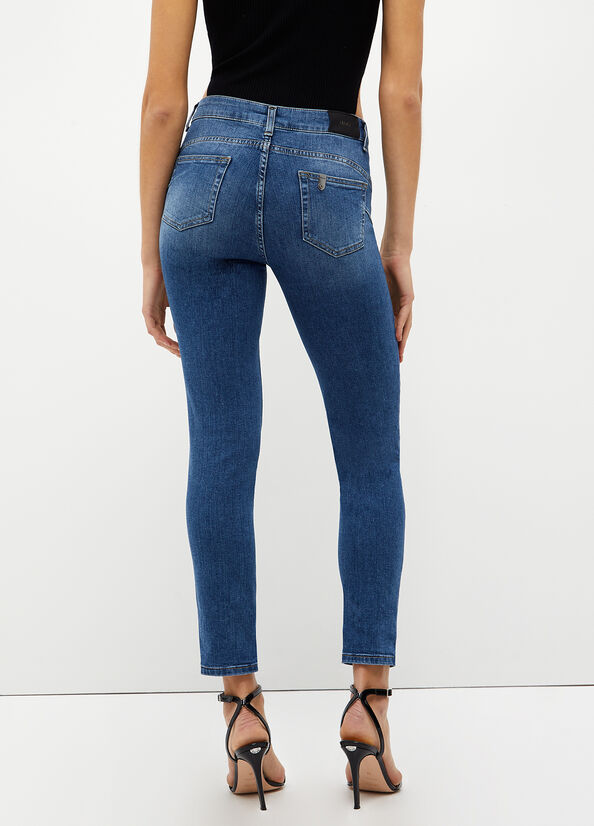 Dark Blue Women's Liu Jo Bottom Up Skinny Jeans | ALK-206583