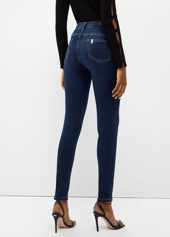 Dark Blue Women's Liu Jo Bottom Up Skinny Jeans | TCW-804621