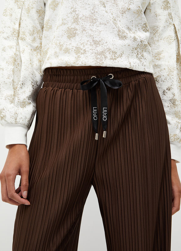 Dark Brown Women's Liu Jo Pleated Pants | QPB-391604