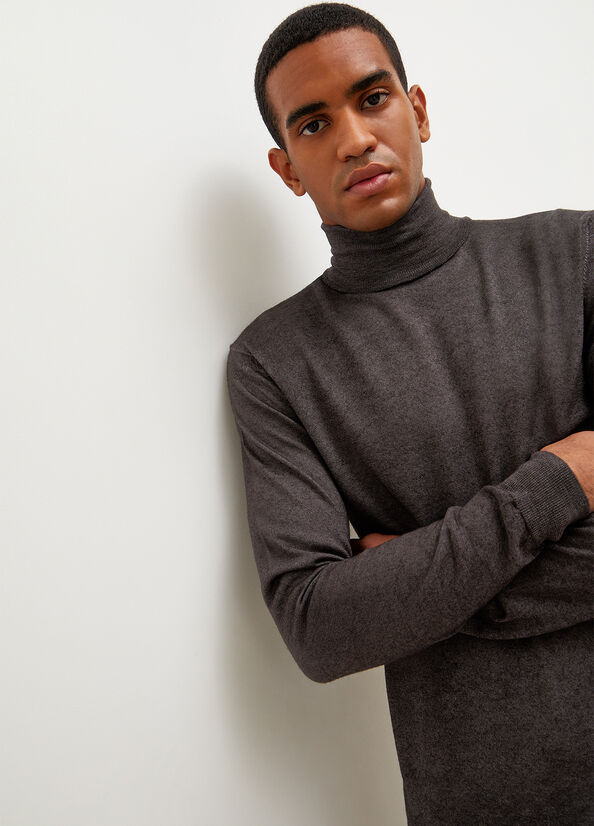 Dark Grey Men's Liu Jo Pure Turtleneck Sweaters | CEV-592087