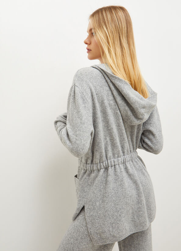 Dark Grey Women's Liu Jo Hooded Cardigan Sweaters | FLQ-628405