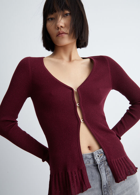 Dark Red Women\'s Liu Jo Eco-Friendly Cardigan Sweaters | EUQ-365089