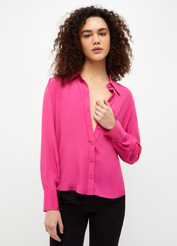 Fuchsia Women\'s Liu Jo Crepe De Chine Shirts | ZUP-439710