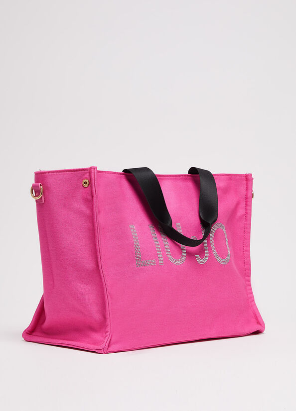 Fuchsia Women's Liu Jo In Canvas With Logo Shopper Bag | NJC-986205